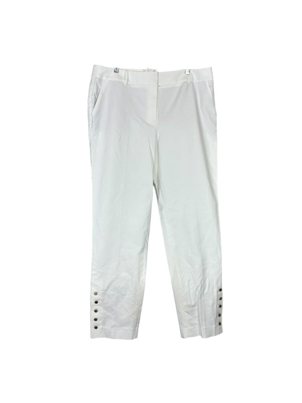 TALBOTS White Hampshire Ankle Pants Straight Leg Gold Buttons